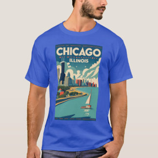 Camiseta Uma Arte Viagens vintage em Chicago Illinois EUA 2