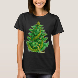Camiseta Uma Árvore de Natal de Mandelbrot Com Lâmpadas Ver