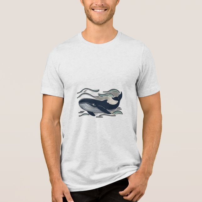 Camiseta Uma baleia nadando. (Frente)