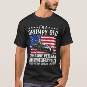 Camiseta Uma Bandeira de Veterano de Submarino Antigo e Mal
