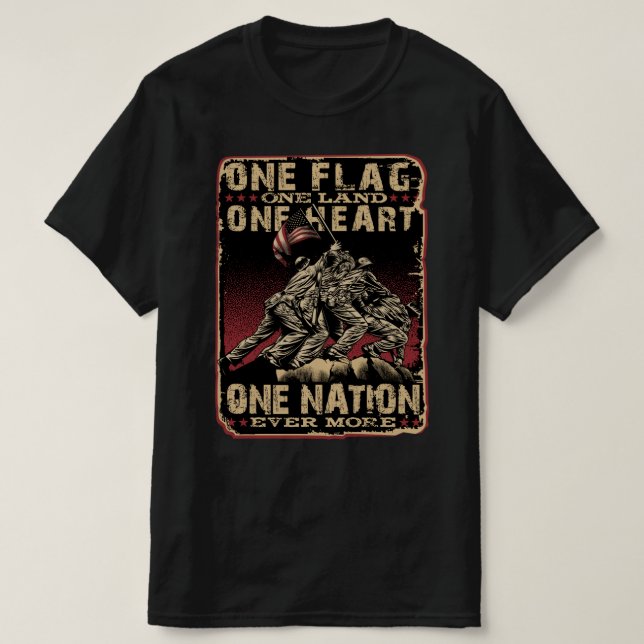 Camiseta uma bandeira um aterrará um coração um dia veteran (Frente do Design)