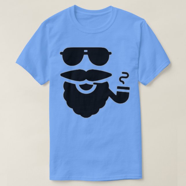 Camiseta Uma barba e um cachimbo preto (Frente do Design)