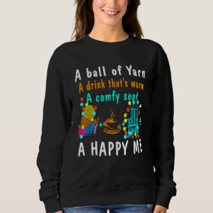 Camiseta Uma Bola de Fios Uma Bebida Quente Um Assento Comp