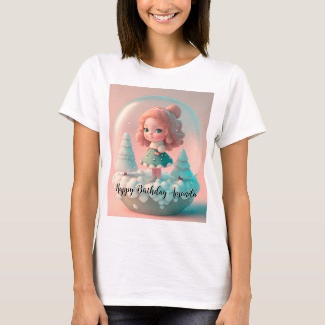 Camiseta Uma boneca engraçada numa nuvem (Frente)