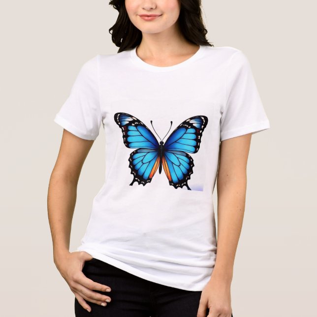Camiseta Uma borboleta azul mulher T-Shirt/ (Frente)
