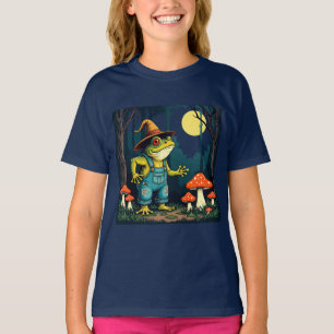 Camiseta Uma Bruxa Sapo Familiar Forrageando à Noite