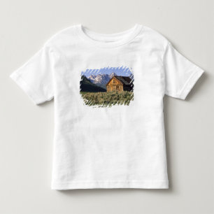 Camiseta Uma cabana de madeira e as montanhas Sawtooth em
