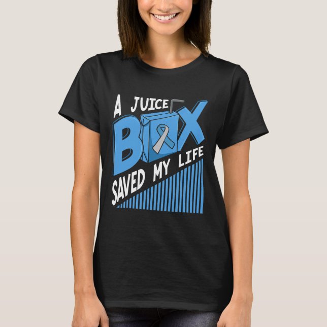 Camiseta Uma Caixa de Suco Salvou Minha Vida Diabetes Dm Az (Frente)