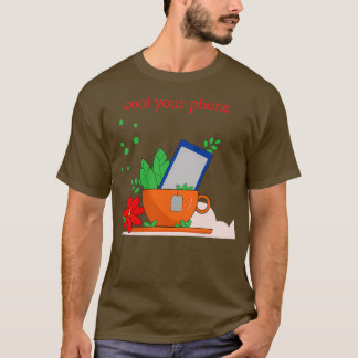 Camiseta Uma caneca de chá com um telefone