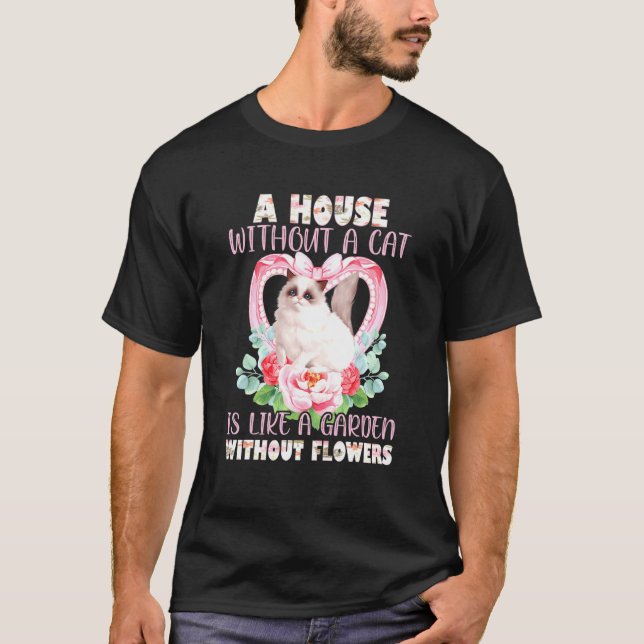 Camiseta Uma Casa Sem Gato É Como Um Jardim Sem Flor (Frente)