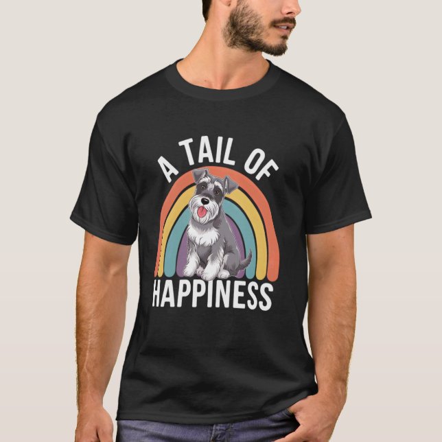 Camiseta Uma Cauda de Felicidade Cachorro Schnauzer Miniatu (Frente)