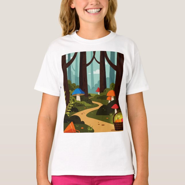 Camiseta Uma cena de floresta imaginária (Frente)
