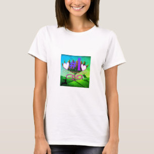 Camiseta Uma cena de sonho de mãe de uma rua de um jardim.