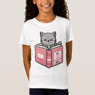 Camiseta Uma cinza fofa e um gatinho rosa está sentado dent
