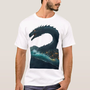 Camiseta Uma colossal serpente do mar enrolando em torno da