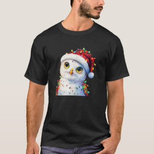 Camiseta Uma Coruja Bonita Vestindo Um Chapéu De Natal Com