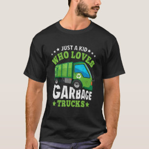 Camiseta Uma Criança Que Ama Caminhões de Lixo Reciclando L
