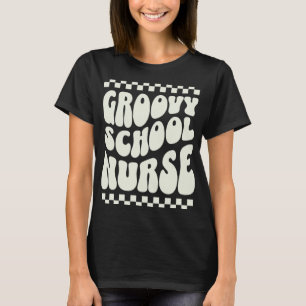 Camiseta Uma Enfermeira da Groovy Retro Hippie Wavy para Sc