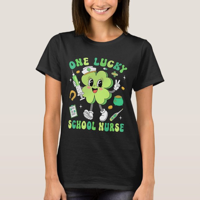 Camiseta Uma Enfermeira Escolar Sortuda Espírito do Dia de  (Frente)