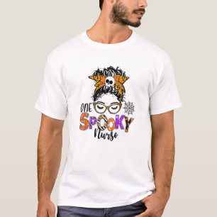 Camiseta Uma Enfermeira Louca Caveira Mensageira Bun Leopar