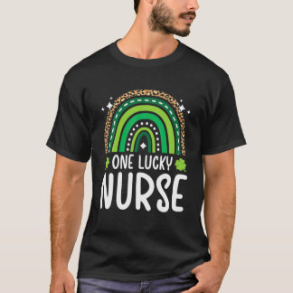 Camiseta Uma enfermeira sortuda Rainbow Leopard Nurse Rua d