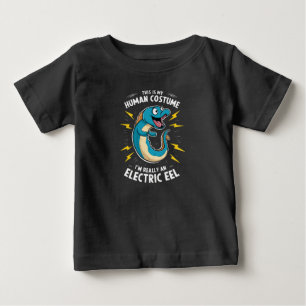 Camiseta Uma enguia azul elétrica de desenho animado