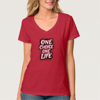 Camiseta Uma Escolha Uma Vida" Motivational Red V-Neck T-Sh