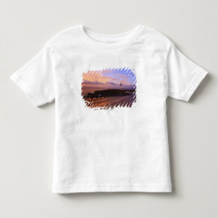 Camiseta Uma estrada & um farol ao longo da costa no por do