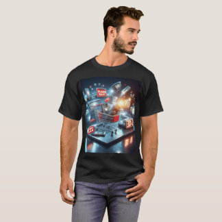Camiseta uma exibição de laptop com a venda de flash de tem