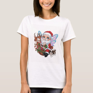 Camiseta Uma fada bonita de Papai Noel com brilho
