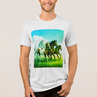 Camiseta uma família de cavalos galopando