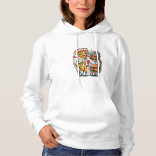 Camiseta Uma fatia de pizza com um hambúrguer.