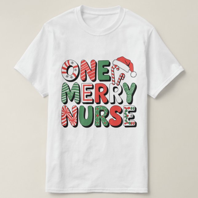 Camiseta Uma Feliz Enfermeira Natal (Frente do Design)