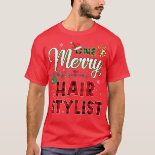 Camiseta Uma Feliz Hairstylist Santa Hat Xmas Tree Engraçad