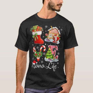 Camiseta Uma Feliz Nana Love Nana Life Feliz Cook de Natal