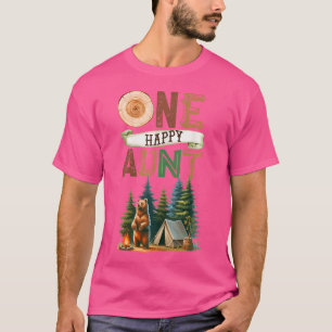 Camiseta Uma Feliz Tia Acampante Primeiro Aniversário Urso