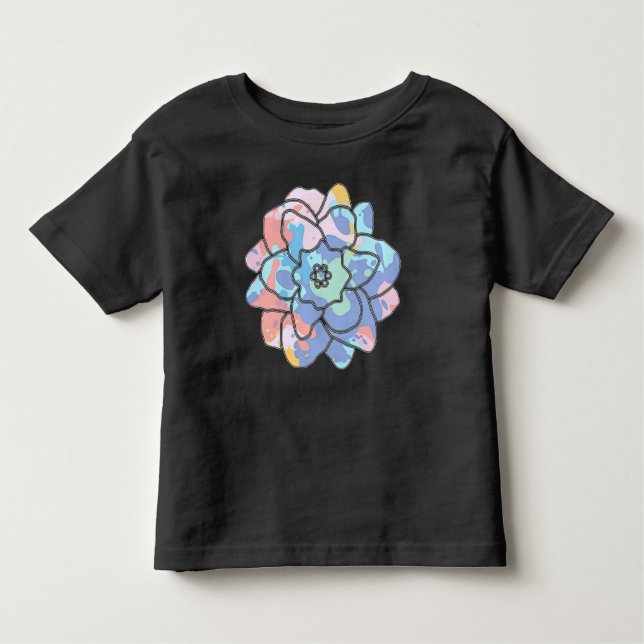 Camiseta Uma flor feita de manchas de tinta (Frente)