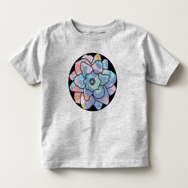 Camiseta Uma flor feita de manchas de tinta (Frente)