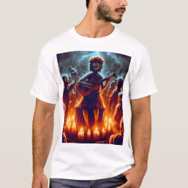 Camiseta uma foto de um grupo de zumbis com uma guitarra