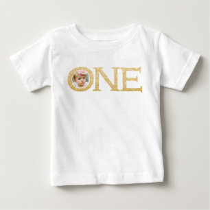 Camiseta Uma Fotografia Glittery Dourada Personalizada