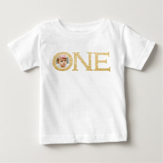 Camiseta Uma Fotografia Glittery Dourada Personalizada