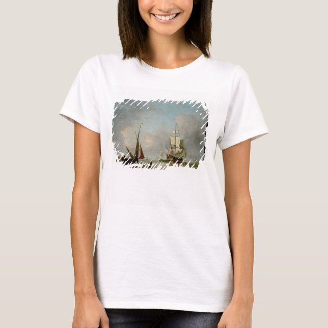 Camiseta Uma fragata em água calma (Frente)