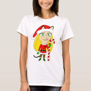 Camiseta Uma garota chibi de Natal