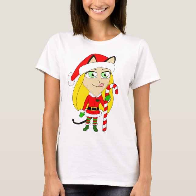 Camiseta Uma garota chibi de Natal (Frente)