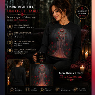 Camiseta Uma garota óssea usa um vestido de noiva em uma fl