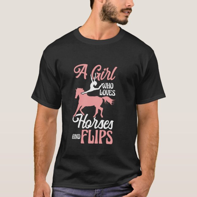 Camiseta Uma Garota Que Ama Cavalos E Faz Saltos De Cavalga (Frente)