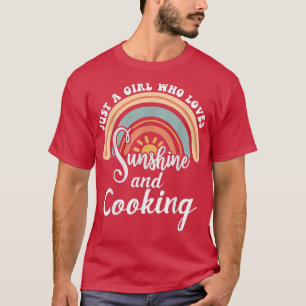 Camiseta Uma garota que ama sol e Cozinhar