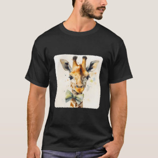 Camiseta Uma Girafa Com Uma Gravata Borboleta Moda Fashiona