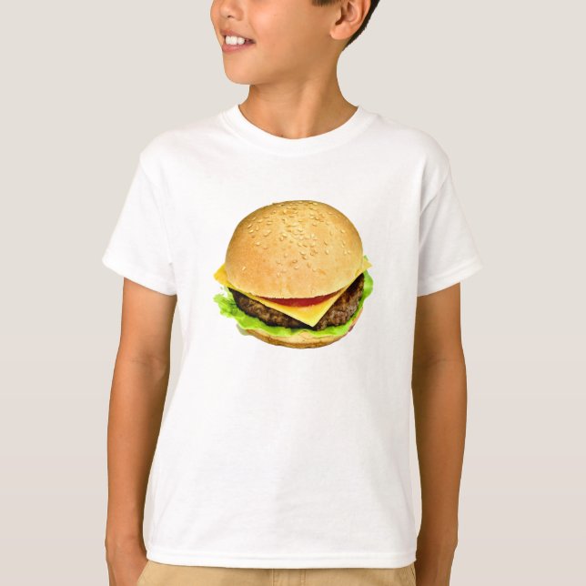 Camiseta Uma grande foto de cheeseburger suculenta (Frente)