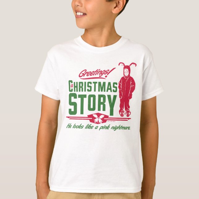 Camiseta Uma história de Natal | Ele Parece Um Pesadelo Ros (Frente)